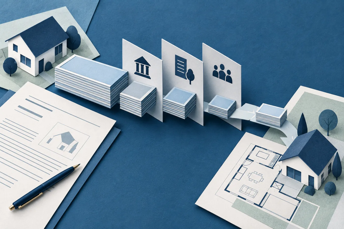Illustration of sale proceeds passing through mortgage, rates and levy deductions